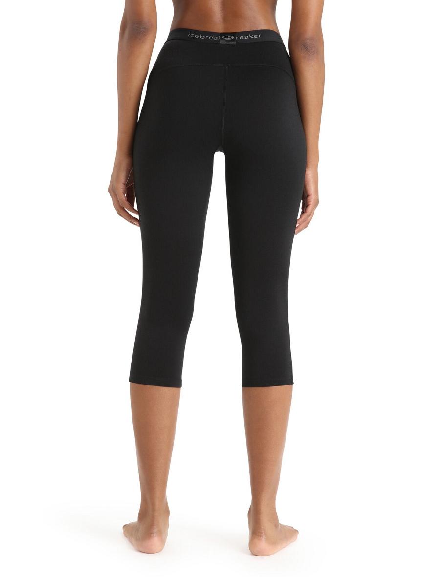 Women's Icebreaker Merino 200 Oasis 3/4 Thermal Leggings Base Layers Black | CA 1075UZGT